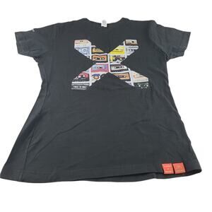 Upper Playground Shirt Womens Small Black Cassette Tape Short Sleeve 100% Cotton
